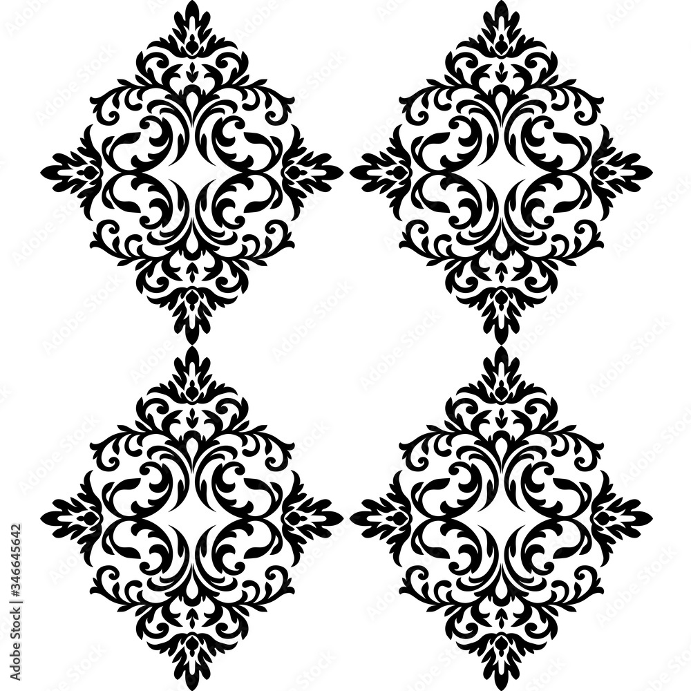 Damask white and black ornament.Traditional pattern.Decorative element eastern tracery.Floral ,victorian,baroque,Indian design. Texture for arabic wallpapers. Damask white and black ornament.Traditional pattern.Decorative element eastern tracery.Floral ,victorian,baroque,Indian design. Texture for arabic wallpapers.