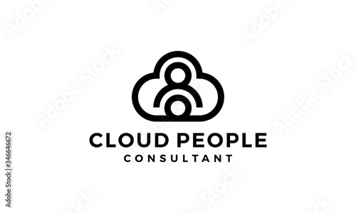 cloud people consultant technology logo design concept