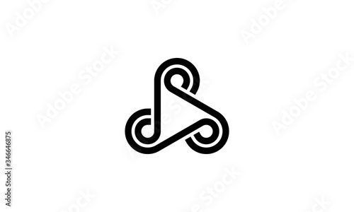 link connection with triangle and circle shape logo design concept