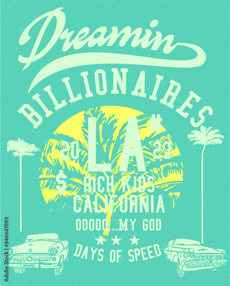 Fototapeta premium California Dreaming embroidery graphic design vector art