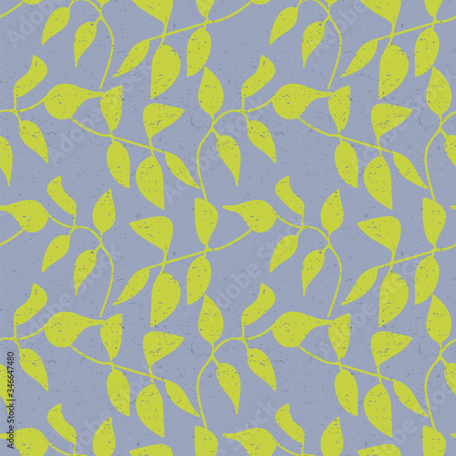 Elegant textured seamless repeating pattern with lime shapes of leaves on a grey background. Perfect for home decor, wallpaper, fabric, textile, stationary, packaging and branding design.