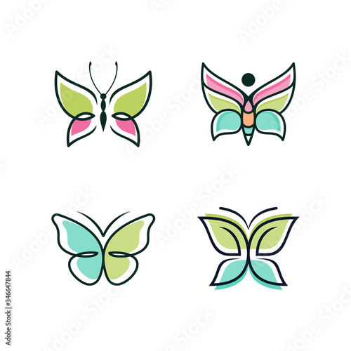 Beautiful Butterfly Logo Design Set