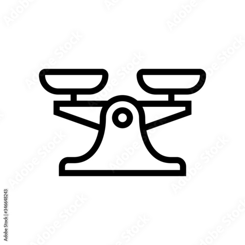 Scales icon, libra line sign in outline style on white background