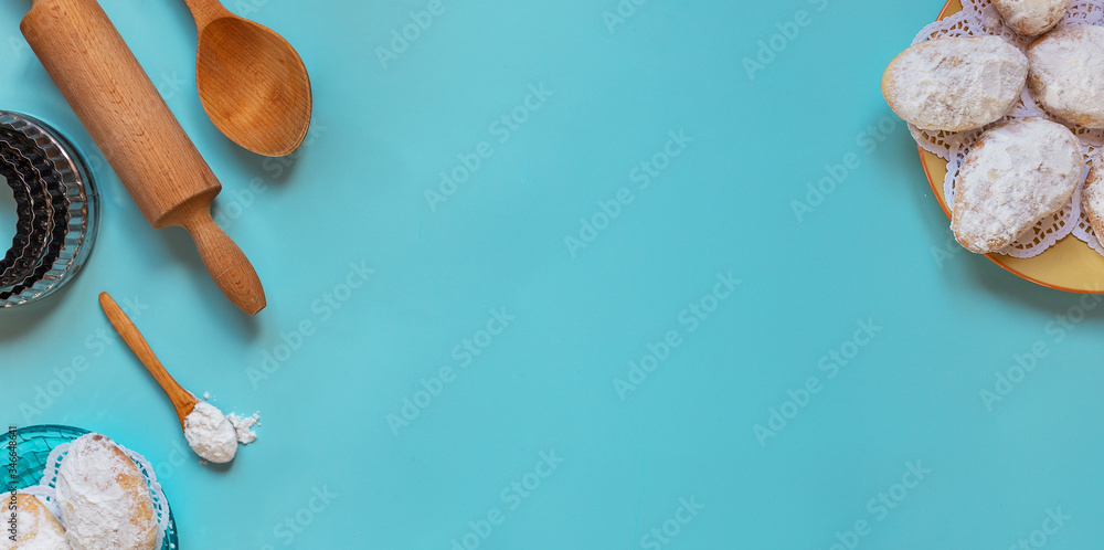 Design concept of making traditional cyprus cookies, baking wooden ...