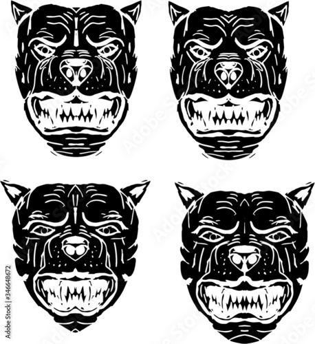 Tattoo tribal dog embroidery graphic design vector art