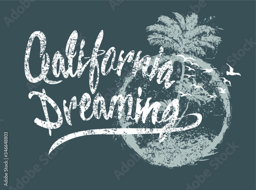 California Dreaming embroidery graphic design vector art
