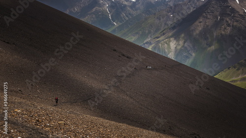 Atsunta pass in georgia Caucasus. Omalo Shatili trek. photo