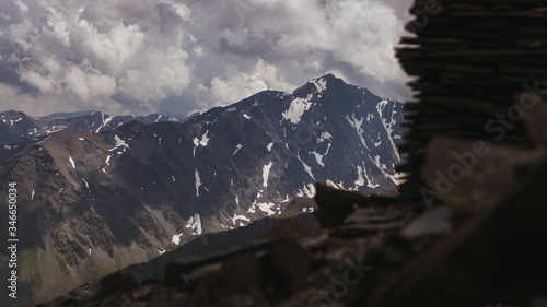 Atsunta pass in georgia Caucasus. Omalo Shatili trek. photo