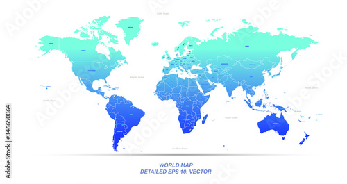 Hi detailed Vector world map. editable world map vector with country named.