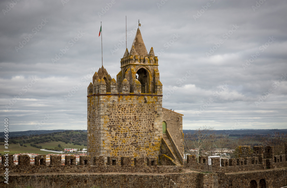 Clock tower - castle of Montemor-O-Novo, District of Evora, Alentejo, Portugal