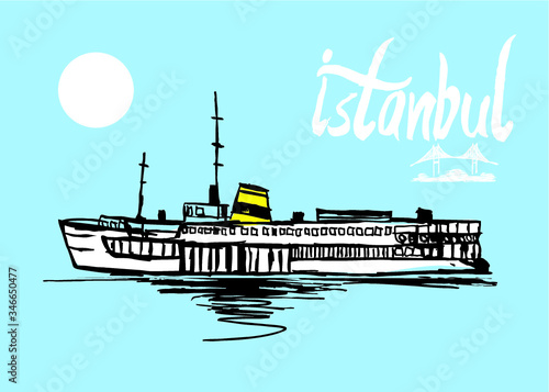 istanbul watercraft embroidery graphic design vector art