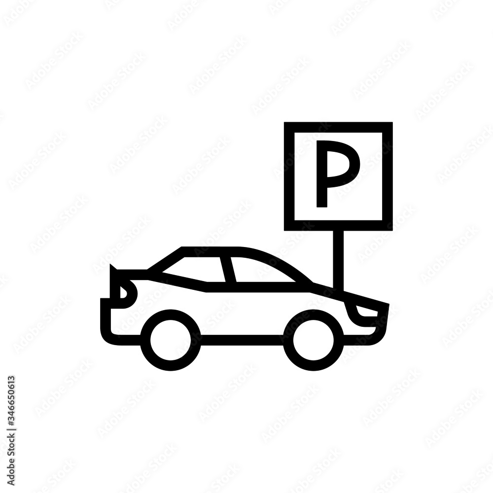 Car parking icon in outline style on white background Car parking icon in outline style on white background