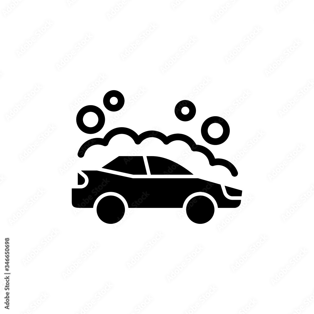 car washing service icon, car wash icon in black flat design on white background