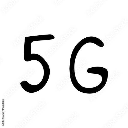 5 g sign. Vector hand-drawn illustration on white isolated background. Network, internet, connection. Wireless data transfer.