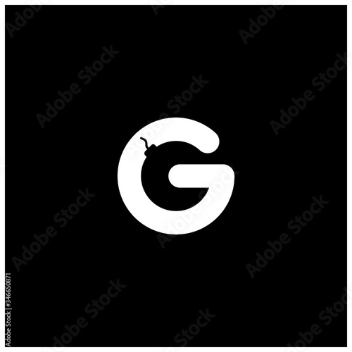 letter G and bomb logo negative space 