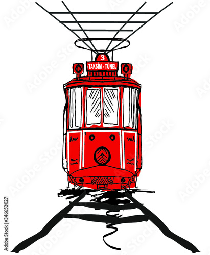 istanbul tram embroidery graphic design vector art