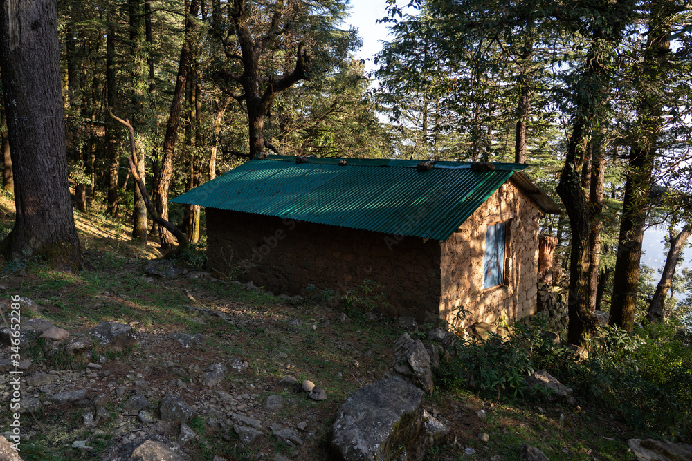 Triund Trek landscape views of old home in India Triund Trek landscape views of old home in India