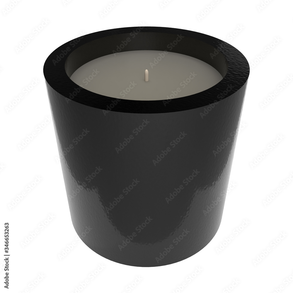 Black Ceramic Glass Soy Wax Candle Isolated Front View Black Ceramic Glass Soy Wax Candle Isolated Front View