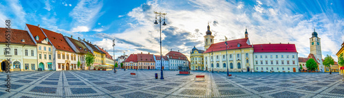 Sibiu, Transylvania, Romania, Piata Mare main town square - panorama