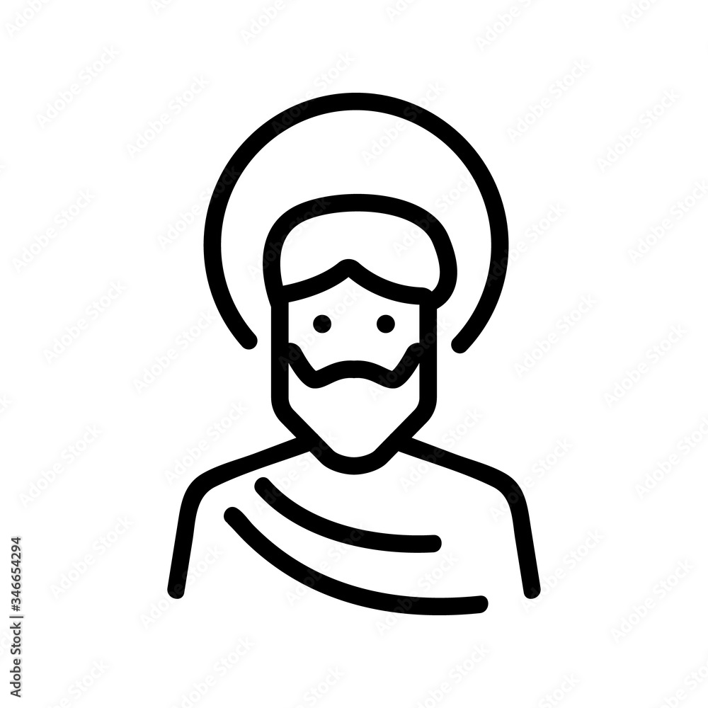 holy face with halo of saint icon vector. holy face with halo of saint sign. isolated contour symbol illustration