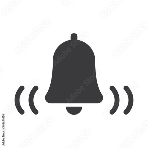 Bell icon, vector illustration alarm. New message symbol, user interface sign.