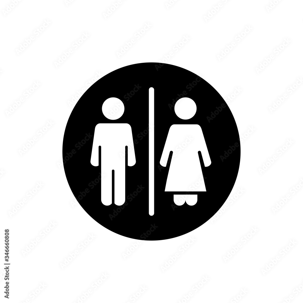 Toilet WC glyph icon design vector. Man, woman toilet symbol design. Editable black stroke. Toilet WC glyph icon design vector. Man, woman toilet symbol design. Editable black stroke.