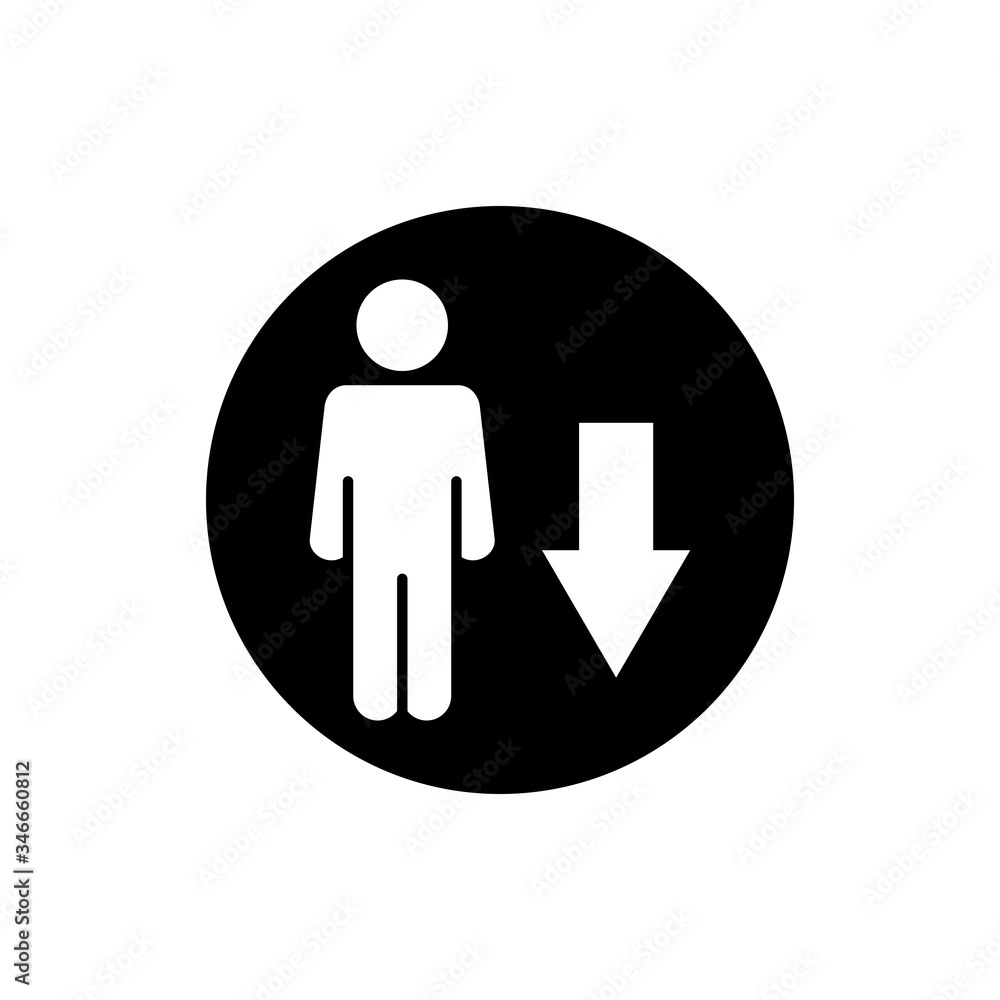 Toilet WC glyph icon design vector. Man arrow toilet symbol design. Editable black stroke. Toilet WC glyph icon design vector. Man arrow toilet symbol design. Editable black stroke.