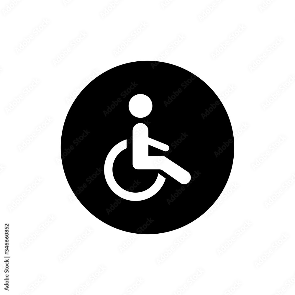 Toilet WC glyph icon design vector. Disable people arrow toilet symbol design. Editable black stroke. Toilet WC glyph icon design vector. Disable people arrow toilet symbol design. Editable black stroke.