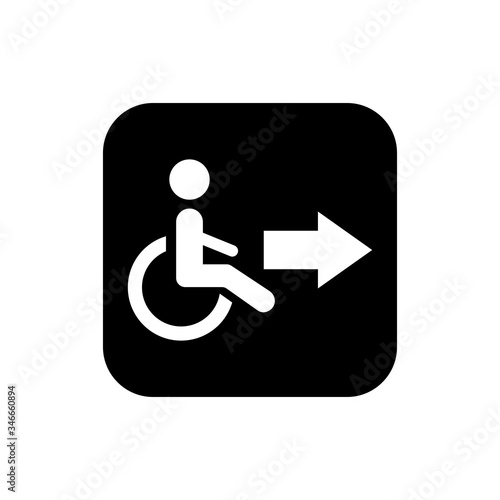 Toilet WC glyph icon design vector. Disable people arrow toilet symbol design. Editable black stroke.