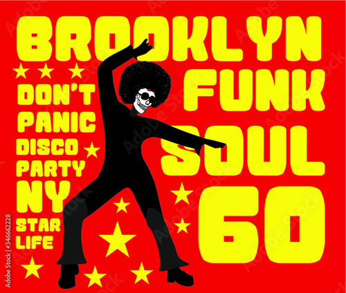 Funk Soul music dancer print embroidery graphic design vector art