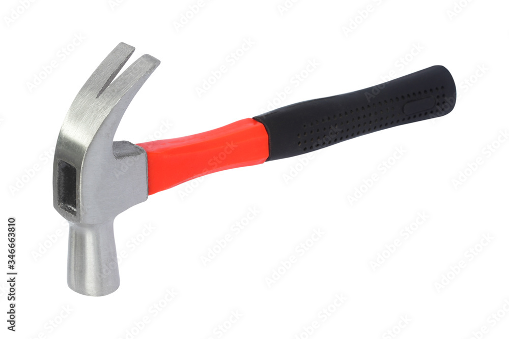 Hammer with orange and black handle isolated on white background Hammer with orange and black handle isolated on white background