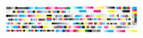 CMYK print test control scales. Vector set color bar CMYK and test chart offset. Print control strips color cmyk for prepress and print.