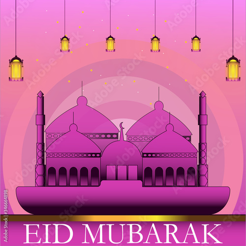 Illustration Vector Graphic of Eid Mubarak Moslem card beautiful