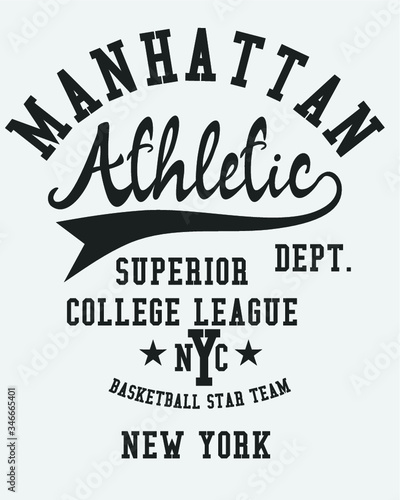 New york college style print embroidery graphic design vector art