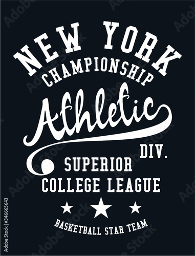 New york college style print embroidery graphic design vector art