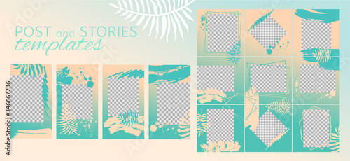 Editable layout templates for social media posts and stories, mobile apps, ba...