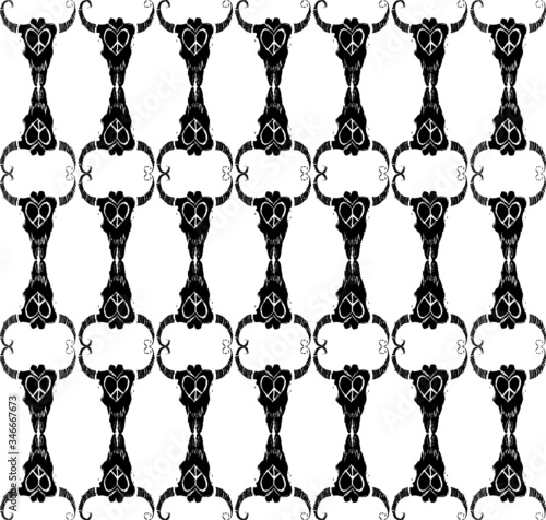 Tattoo tribal bull skull print embroidery graphic design vector art