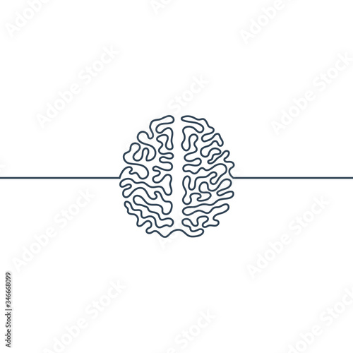 Brain continuous line icon, simple vector image