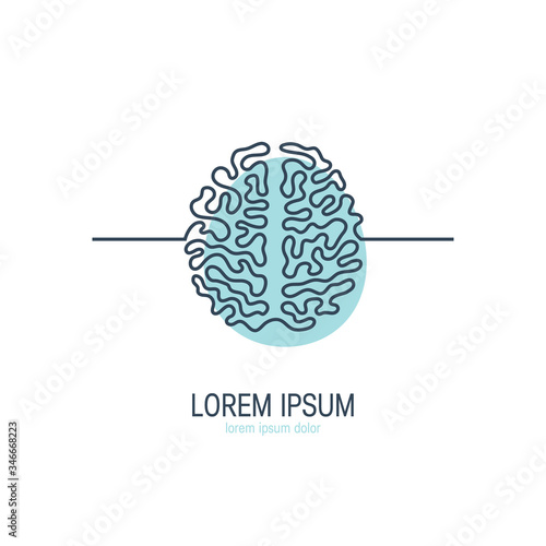 Brain continuous line icon, simple vector image