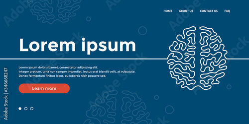 Brain continuous line icon, simple vector image