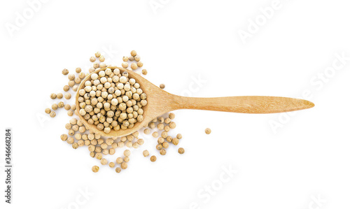 pepper corn in scoop  on white background