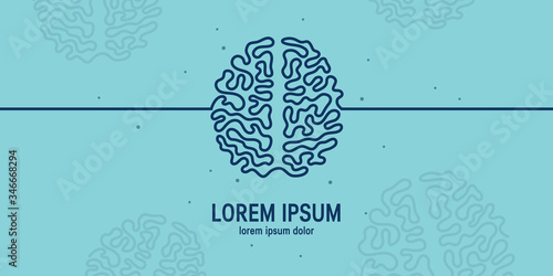 Brain continuous line icon, simple vector image
