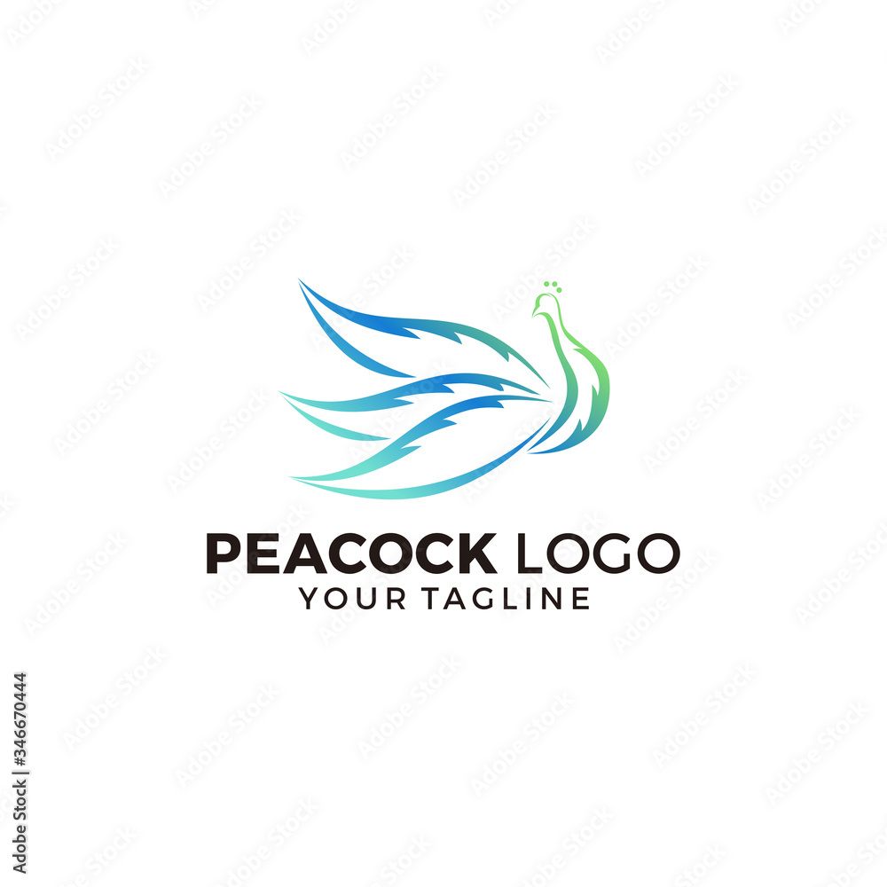 Obraz premium Peacock Logo Design Vector Illustration