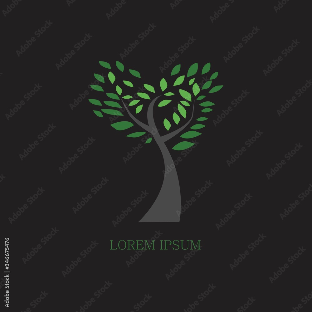 Obraz premium TREE LEAF LOVE CONCEPT DESIGN ILLUSTRATION VECTOR