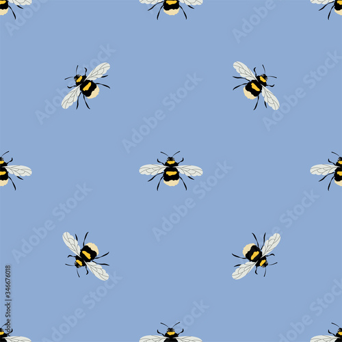 Cute Bumblebee. Colored Seamless Vector Patterns © Irina 27