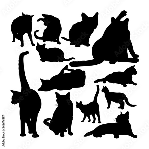 Siamese cat animal silhouettes. Good use for symbol, logo, web icon, mascot, sign, or any design you want.