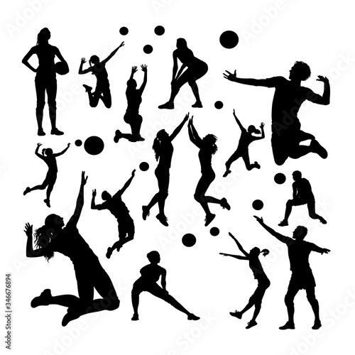 Volleyball player silhouettes. Good use for symbol, logo, web icon, mascot, sign, or any design you want.