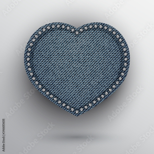 Blue denim heart with silver sequins