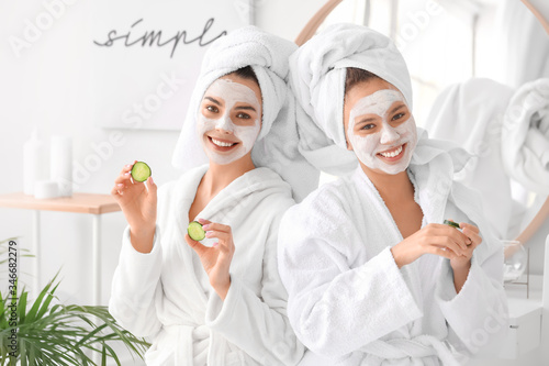 Beautiful young women takin...