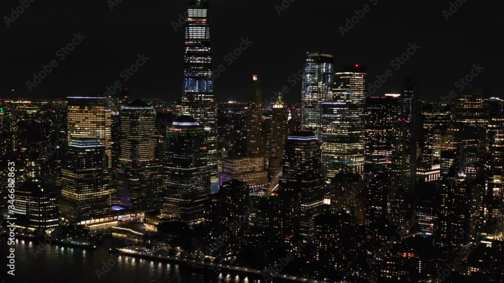 Aerial shot of Wall Street in New York, USA Aerial shot of Wall Street in New York, USA